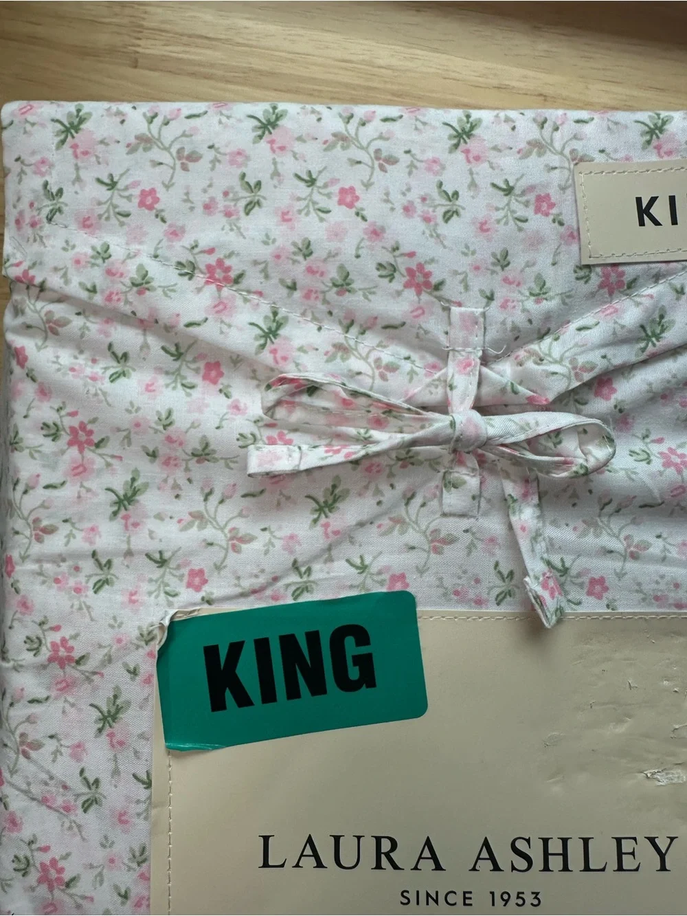 Laura Ashley Pink and Green Floral King Sheet Set farmhouse evie pink 4 pc